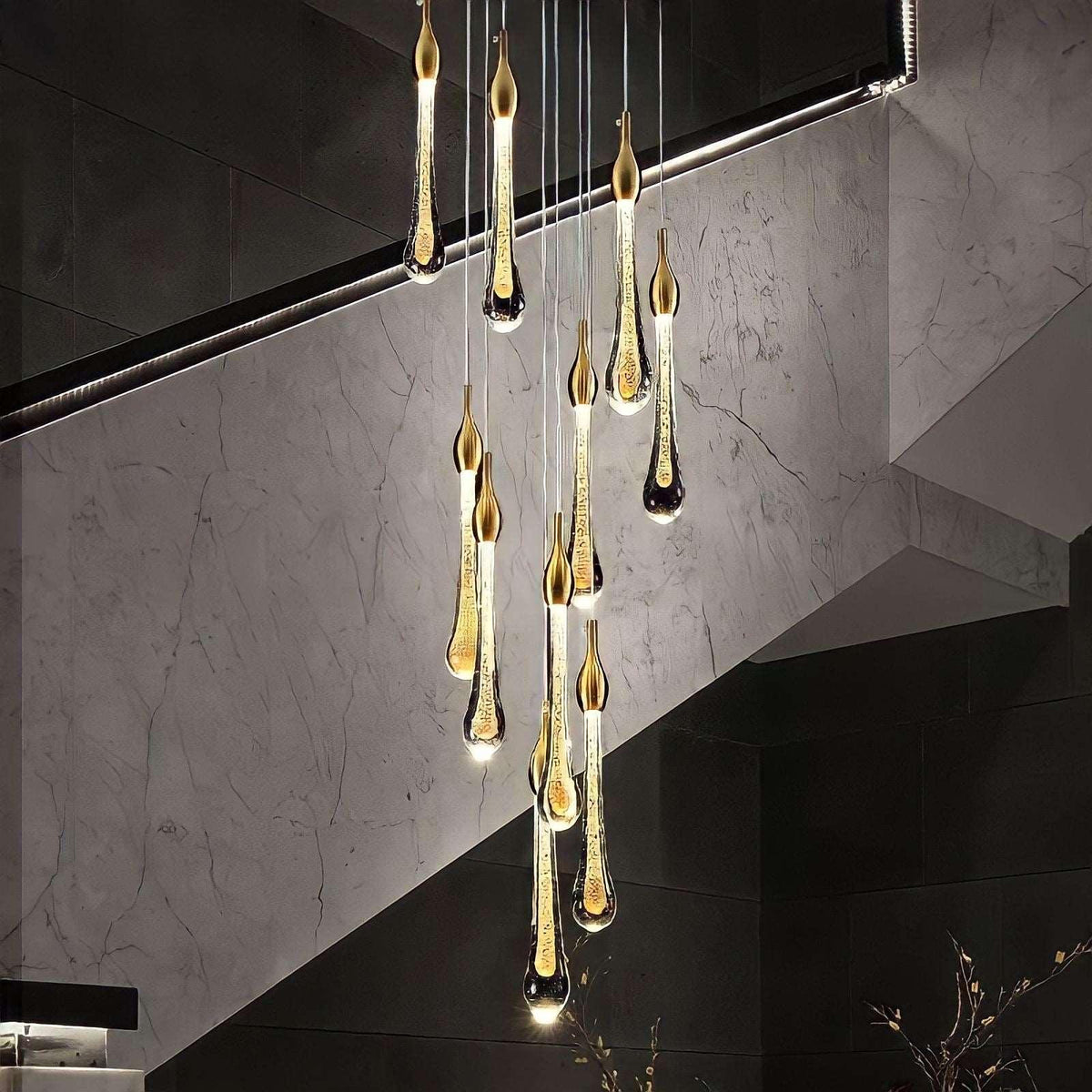 Lustre design duplex à gouttes d'eau en verre Waterdrop