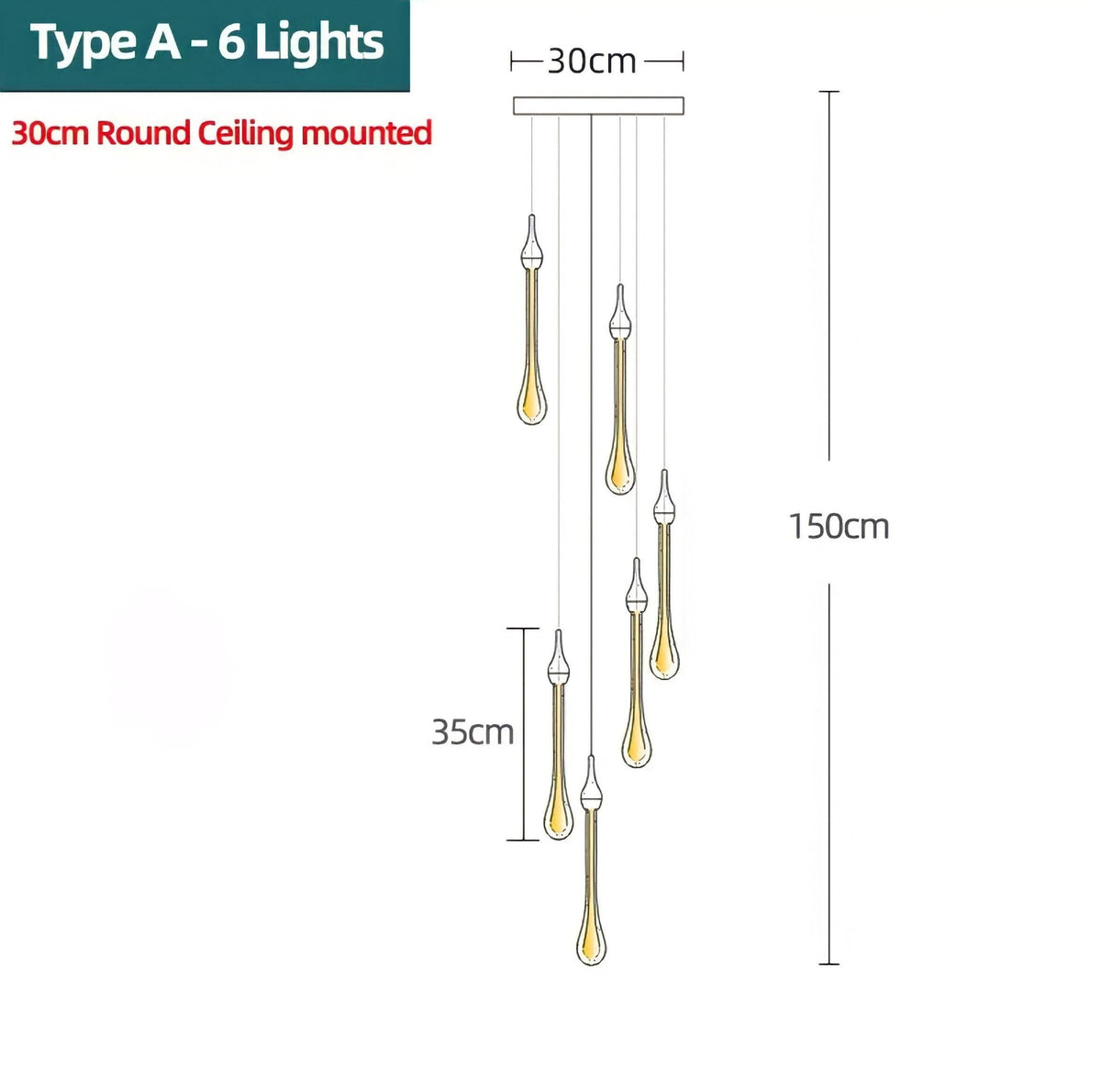 Lustre design duplex à gouttes d'eau en verre Waterdrop, vue 12