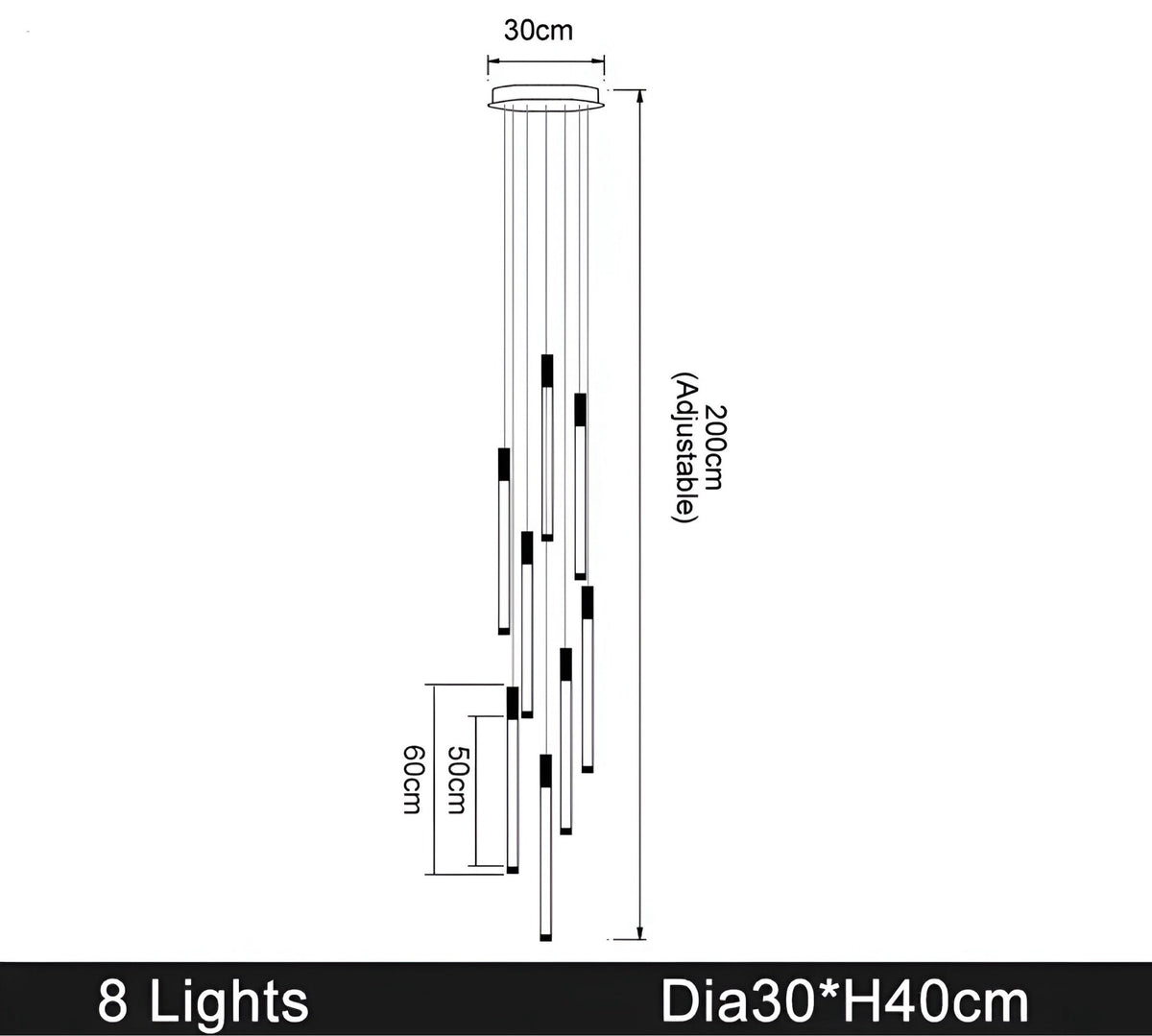 Lustre design en acier inoxydable et acrylique, 1 à 36 lumières, vue 12