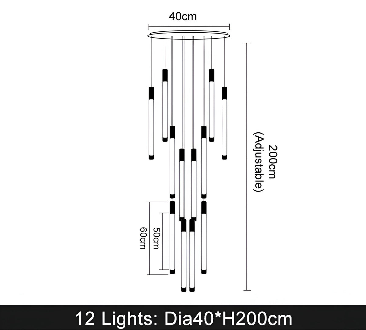 Lustre design en acier inoxydable et acrylique, 1 à 36 lumières, vue 13
