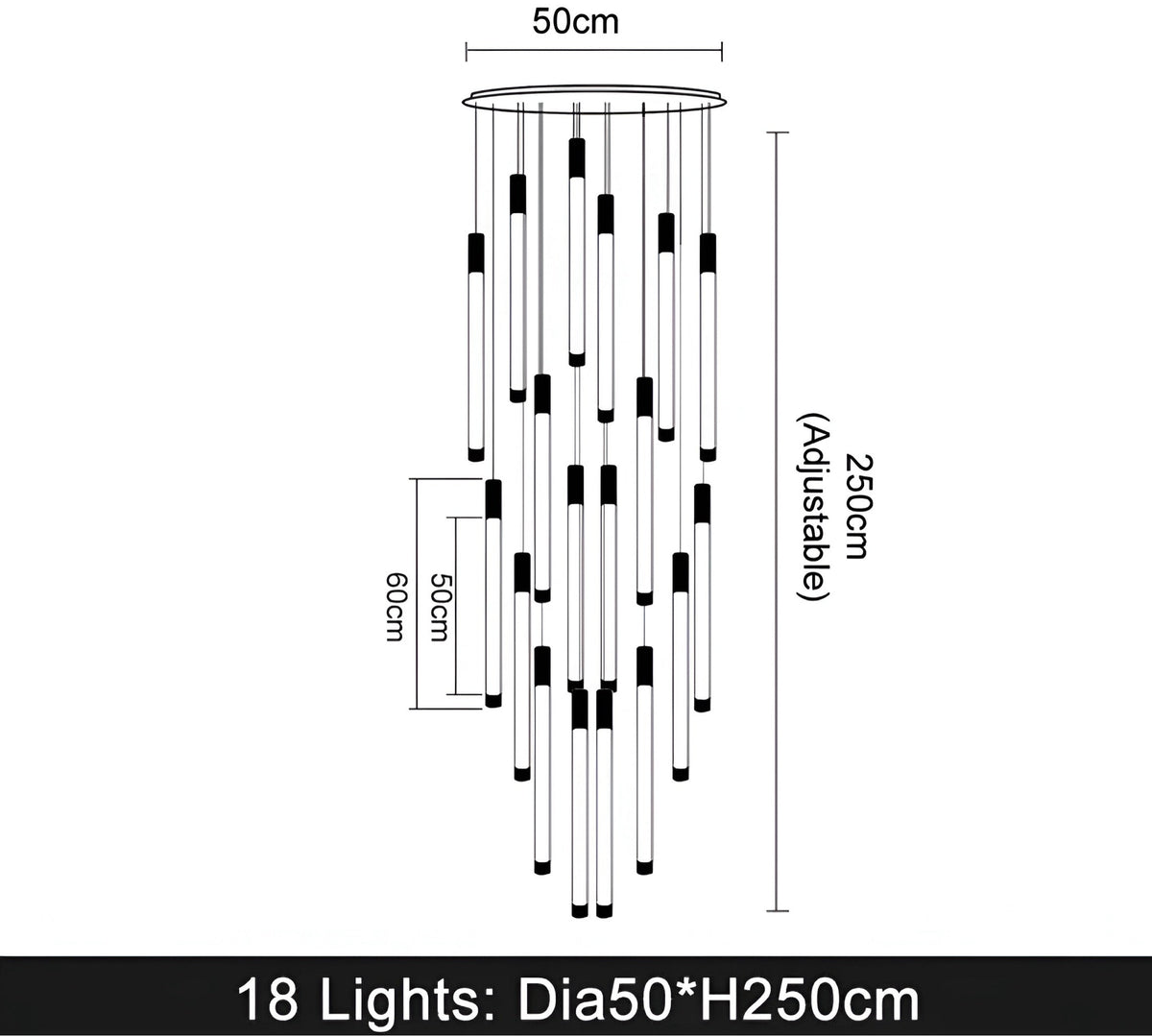 Lustre design en acier inoxydable et acrylique, 1 à 36 lumières, vue 14
