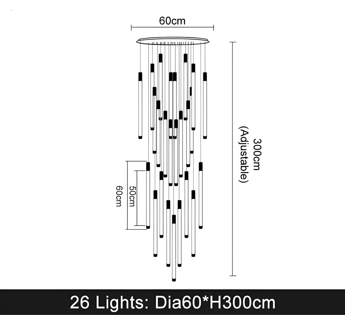 Lustre design en acier inoxydable et acrylique, 1 à 36 lumières, vue 15
