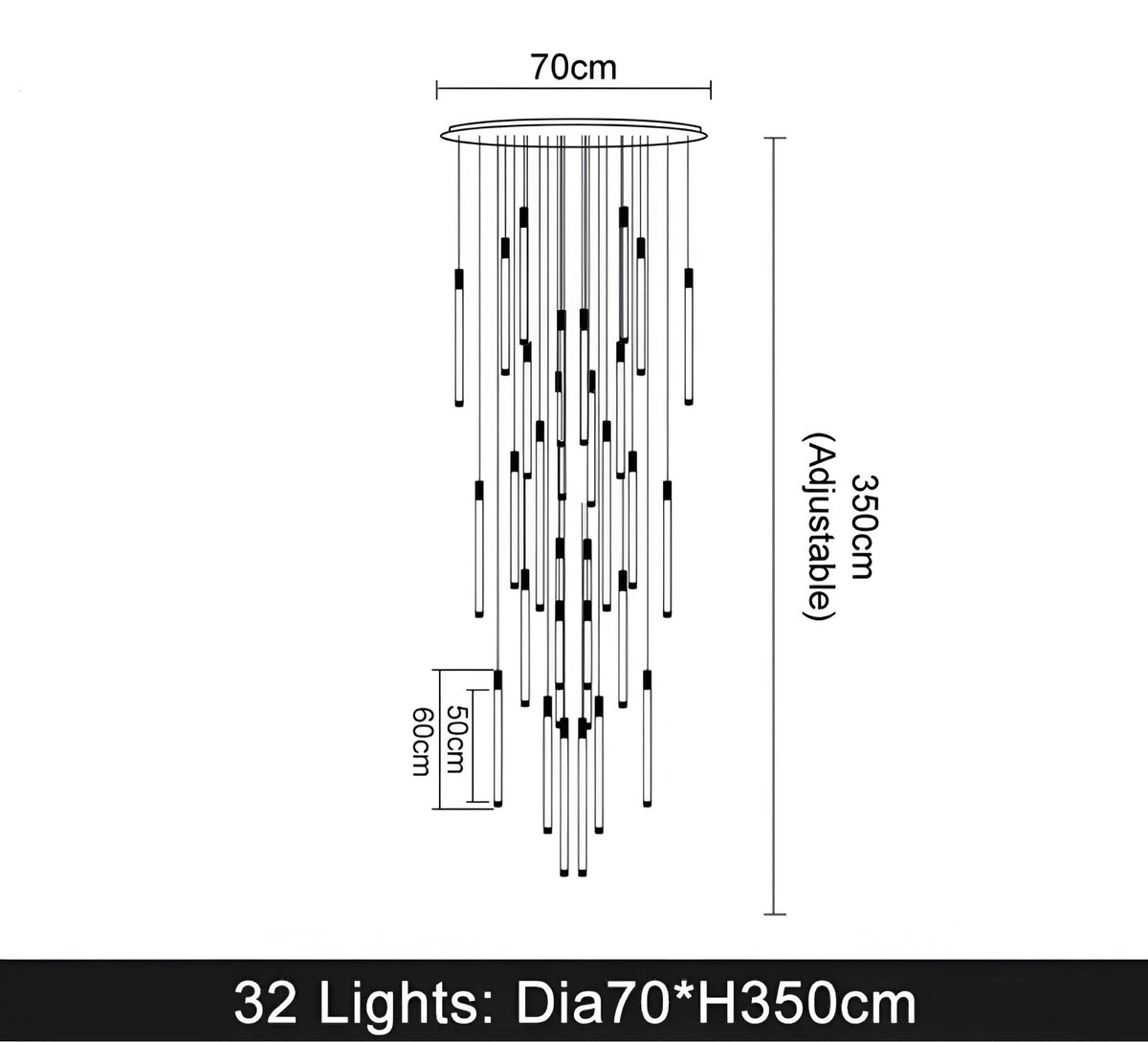 Lustre design en acier inoxydable et acrylique, 1 à 36 lumières, vue 16