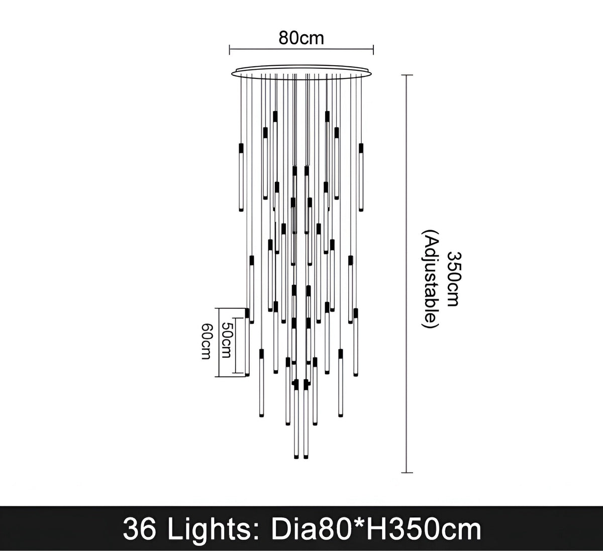 Lustre design en acier inoxydable et acrylique, 1 à 36 lumières, vue 17