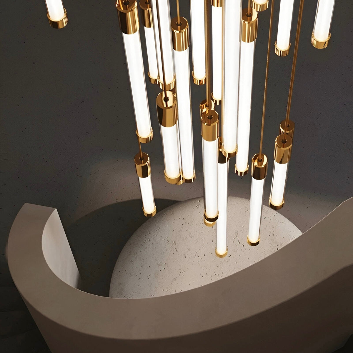Lustre design en acier inoxydable et acrylique, 1 à 36 lumières, vue 2