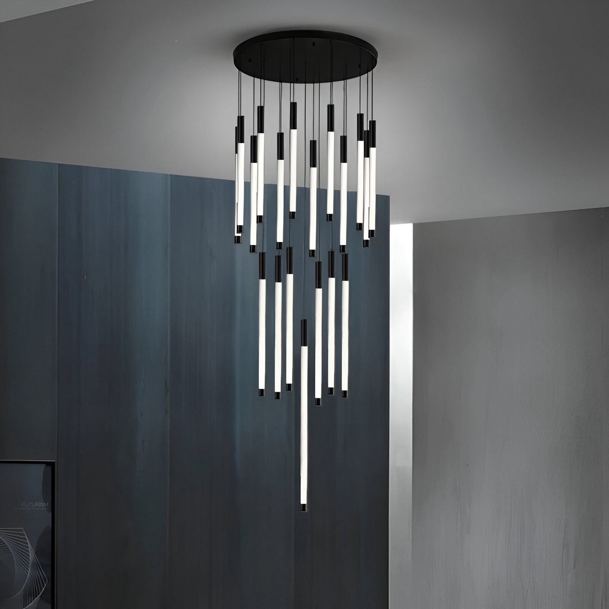 Lustre design en acier inoxydable et acrylique, 1 à 36 lumières, vue 3