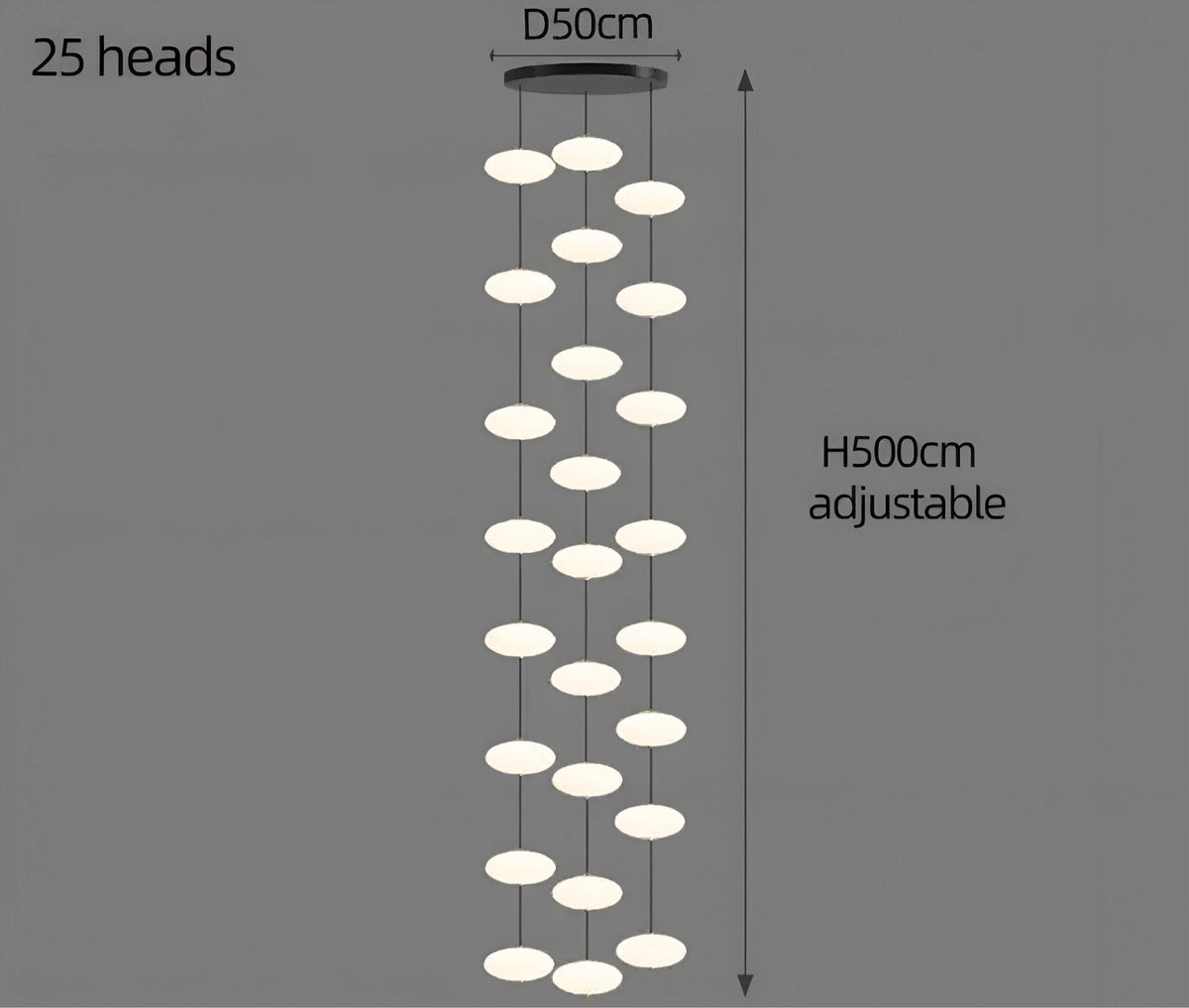 Lustre design en aluminium et acrylique de 6 à 30 lumières Lunizio, vue 12