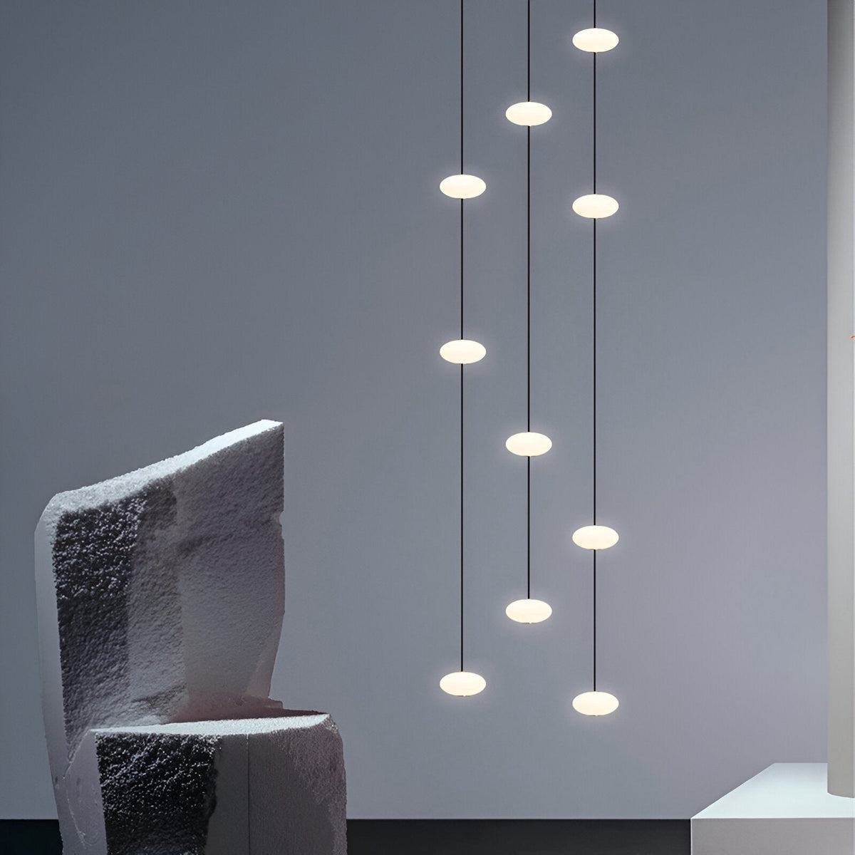 Lustre design en aluminium et acrylique de 6 à 30 lumières Lunizio, vue 3