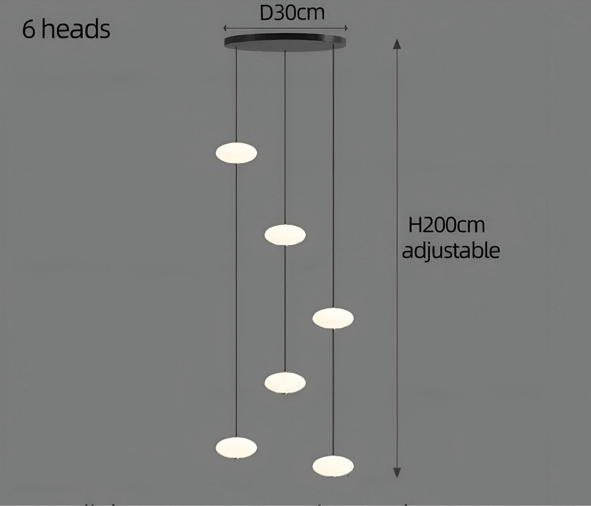 Lustre design en aluminium et acrylique de 6 à 30 lumières Lunizio, vue 6