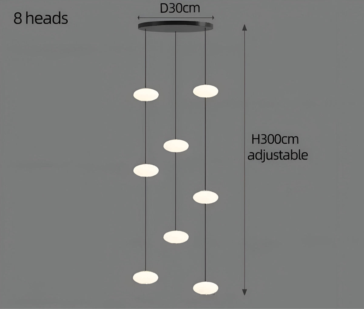 Lustre design en aluminium et acrylique de 6 à 30 lumières Lunizio, vue 7
