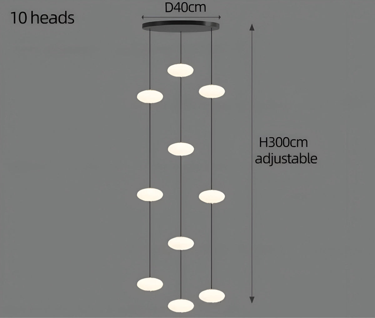 Lustre design en aluminium et acrylique de 6 à 30 lumières Lunizio, vue 8