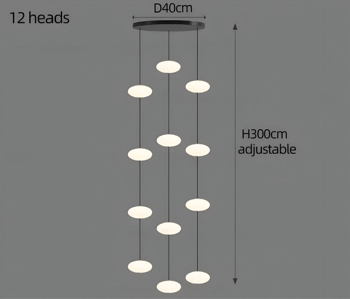 Lustre design en aluminium et acrylique de 6 à 30 lumières Lunizio, vue 9