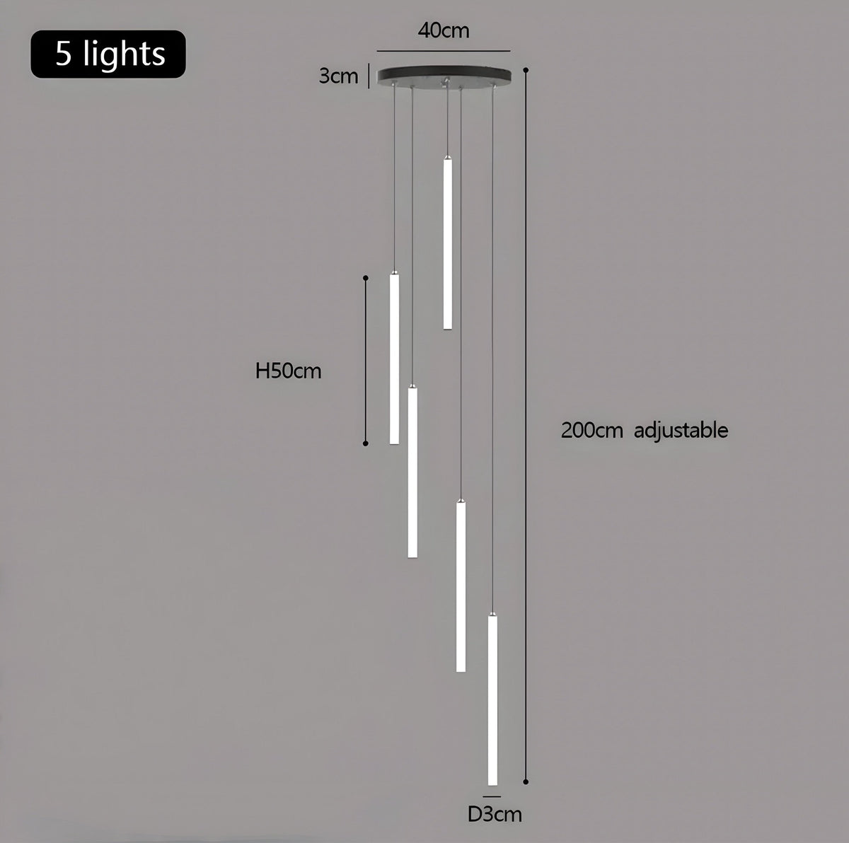 Lustre design noir modulable de 1 à 30 éléments Luxo, vue 13