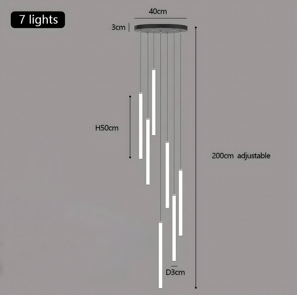 Lustre design noir modulable de 1 à 30 éléments Luxo, vue 14