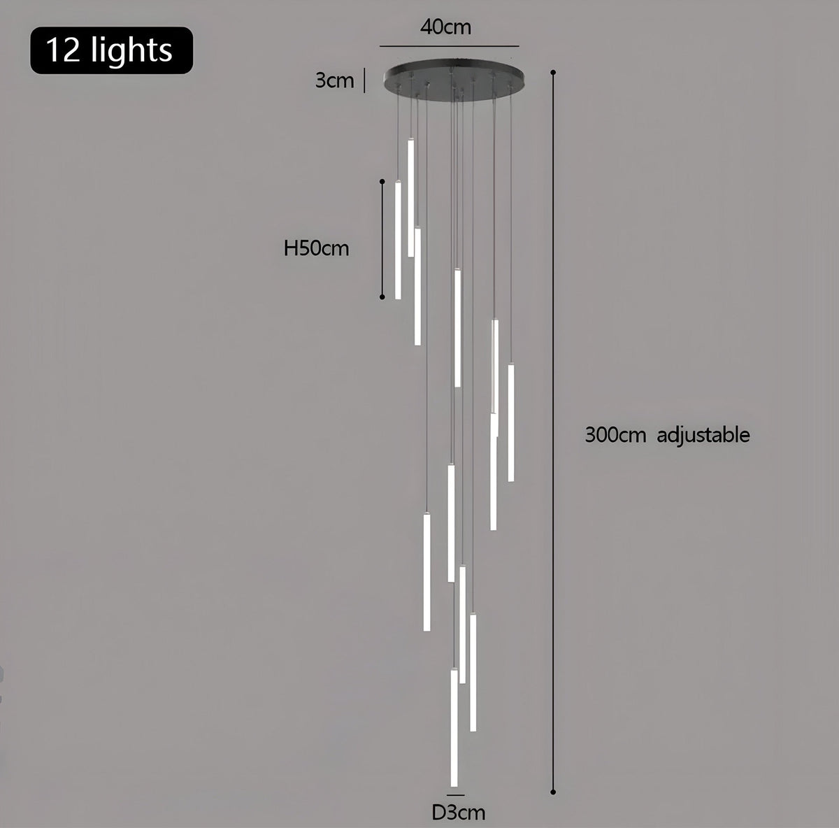 Lustre design noir modulable de 1 à 30 éléments Luxo, vue 16