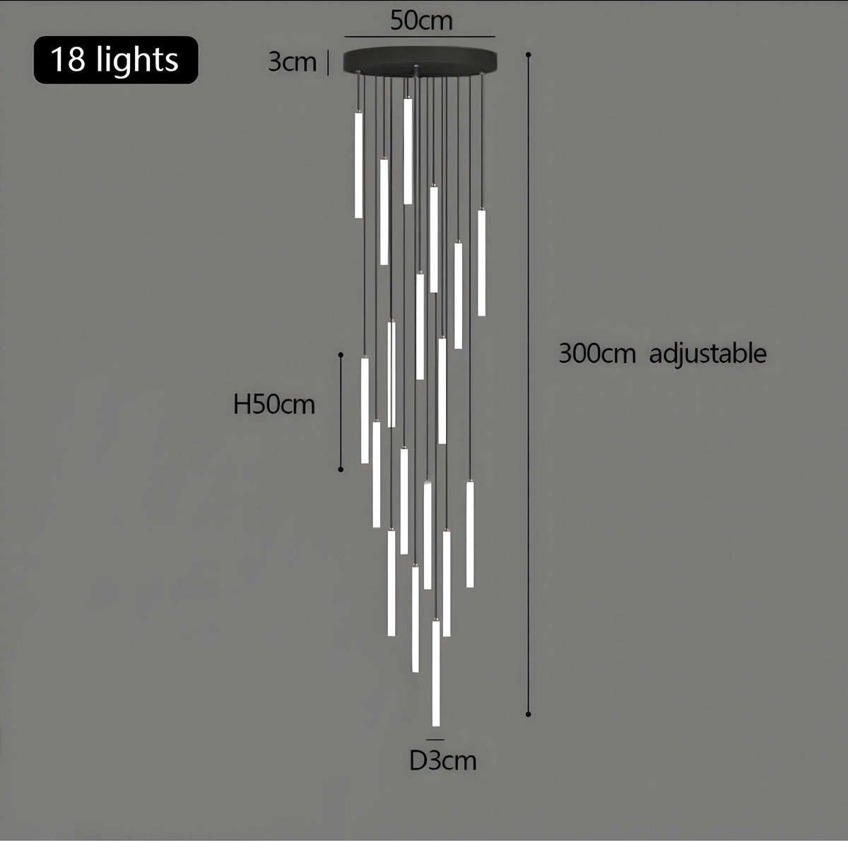 Lustre design noir modulable de 1 à 30 éléments Luxo, vue 18
