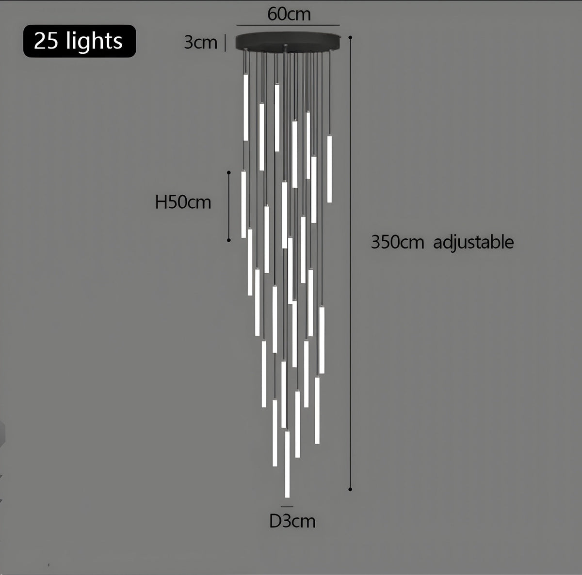 Lustre design noir modulable de 1 à 30 éléments Luxo, vue 20