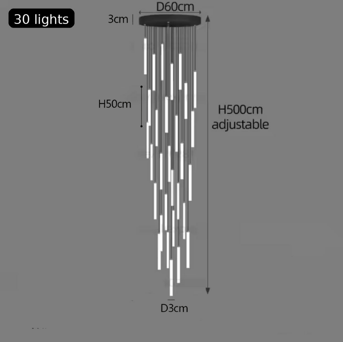 Lustre design noir modulable de 1 à 30 éléments Luxo, vue 21