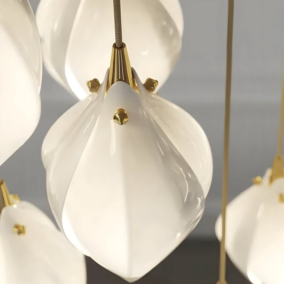 Lustre fleur en céramique blanche, fleurs de magnolia