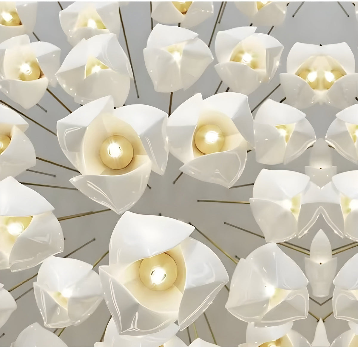Lustre fleur en céramique blanche, fleurs de magnolia, vue 4