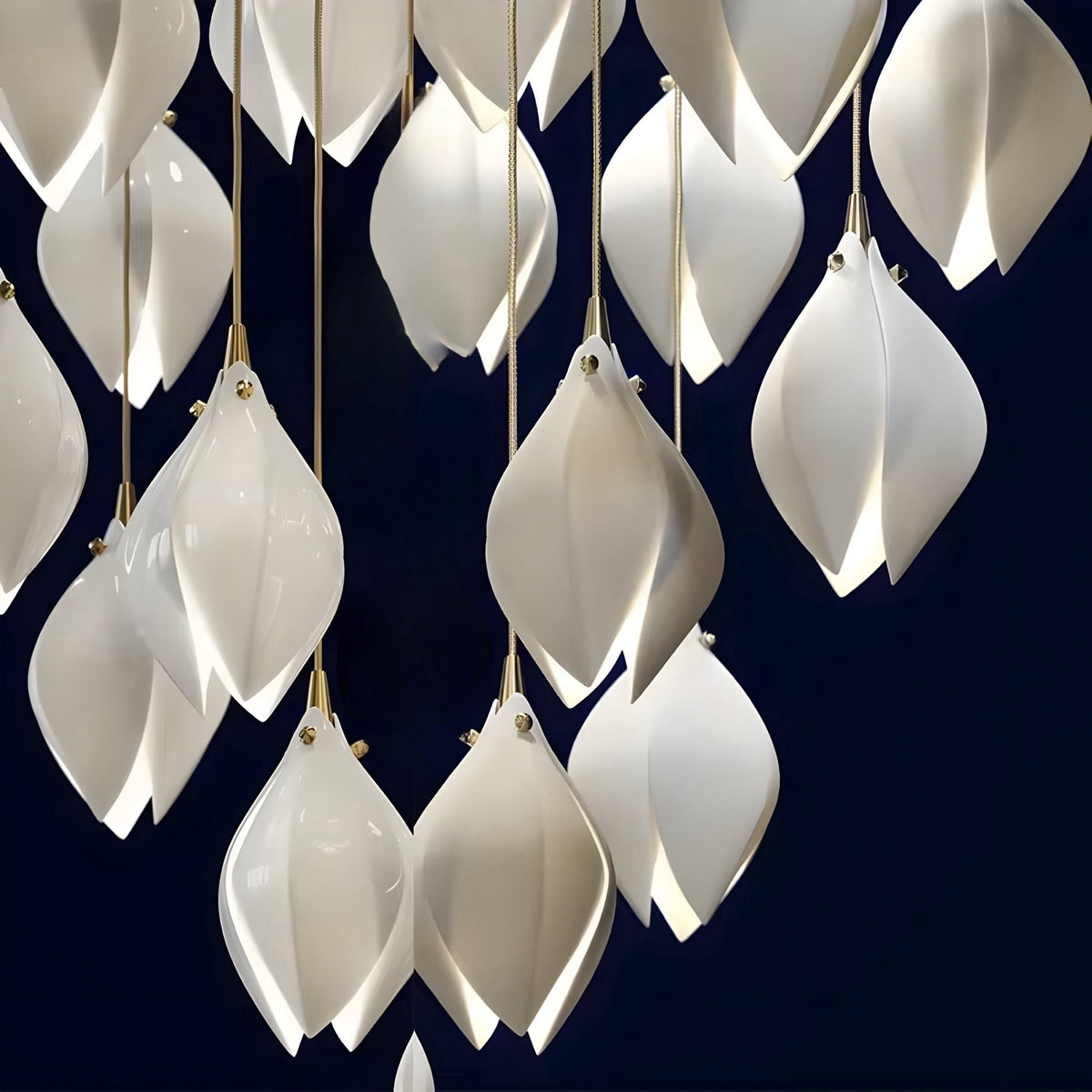 Lustre fleur en céramique blanche, fleurs de magnolia, vue 5