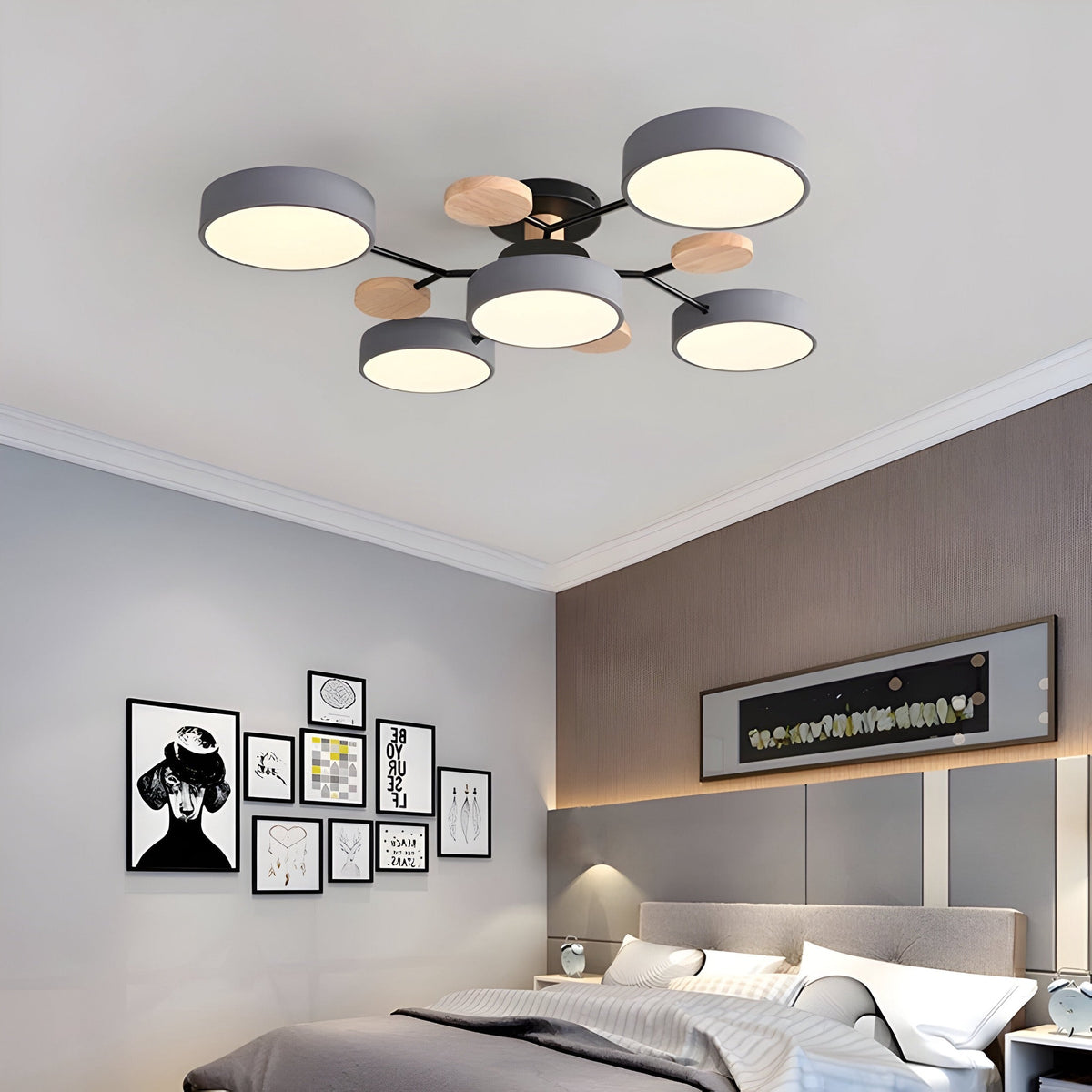 Plafonnier anneau LED en acrylique blanc, gris ou vert