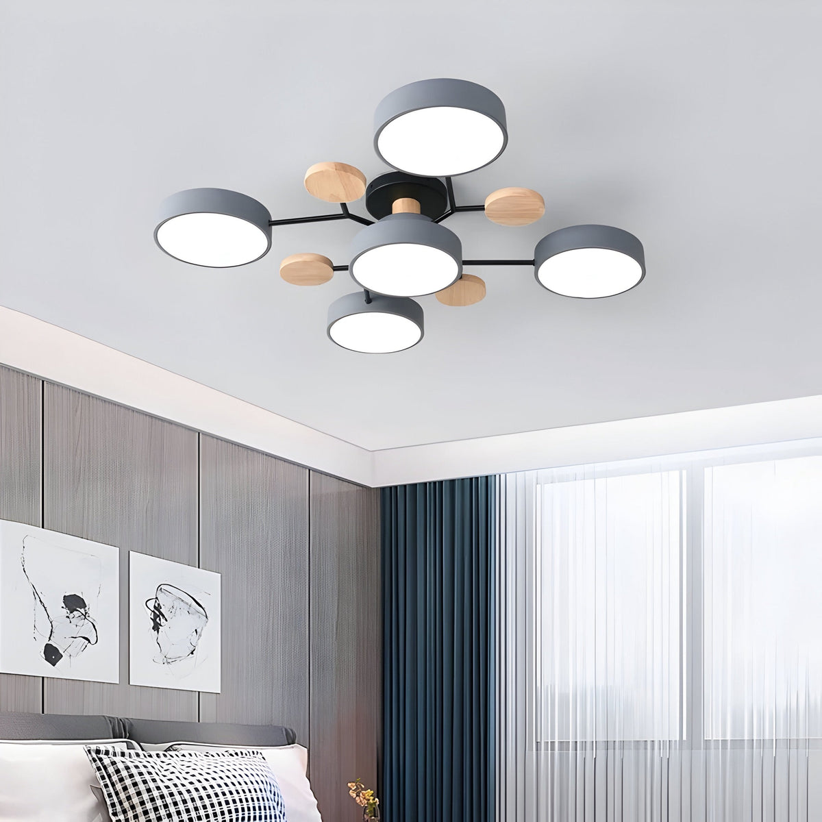 Plafonnier anneau LED en acrylique blanc, gris ou vert, vue 3