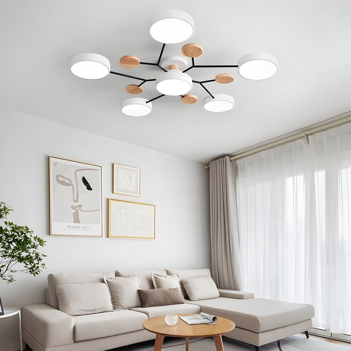 Plafonnier anneau LED en acrylique blanc, gris ou vert, vue 4