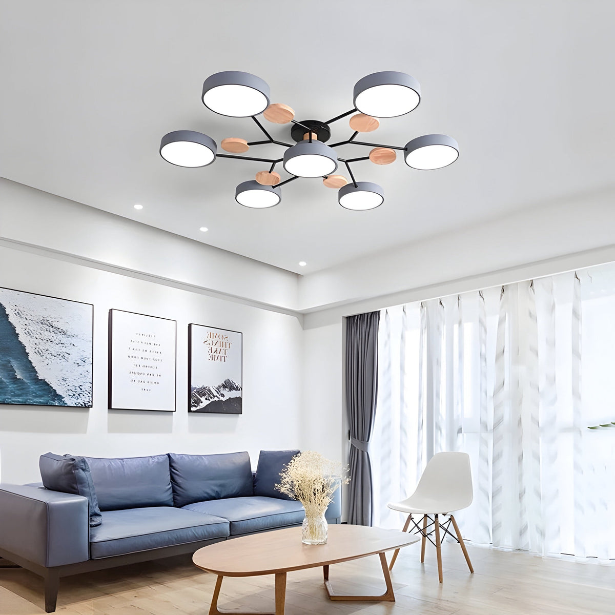 Plafonnier anneau LED en acrylique blanc, gris ou vert, vue 5