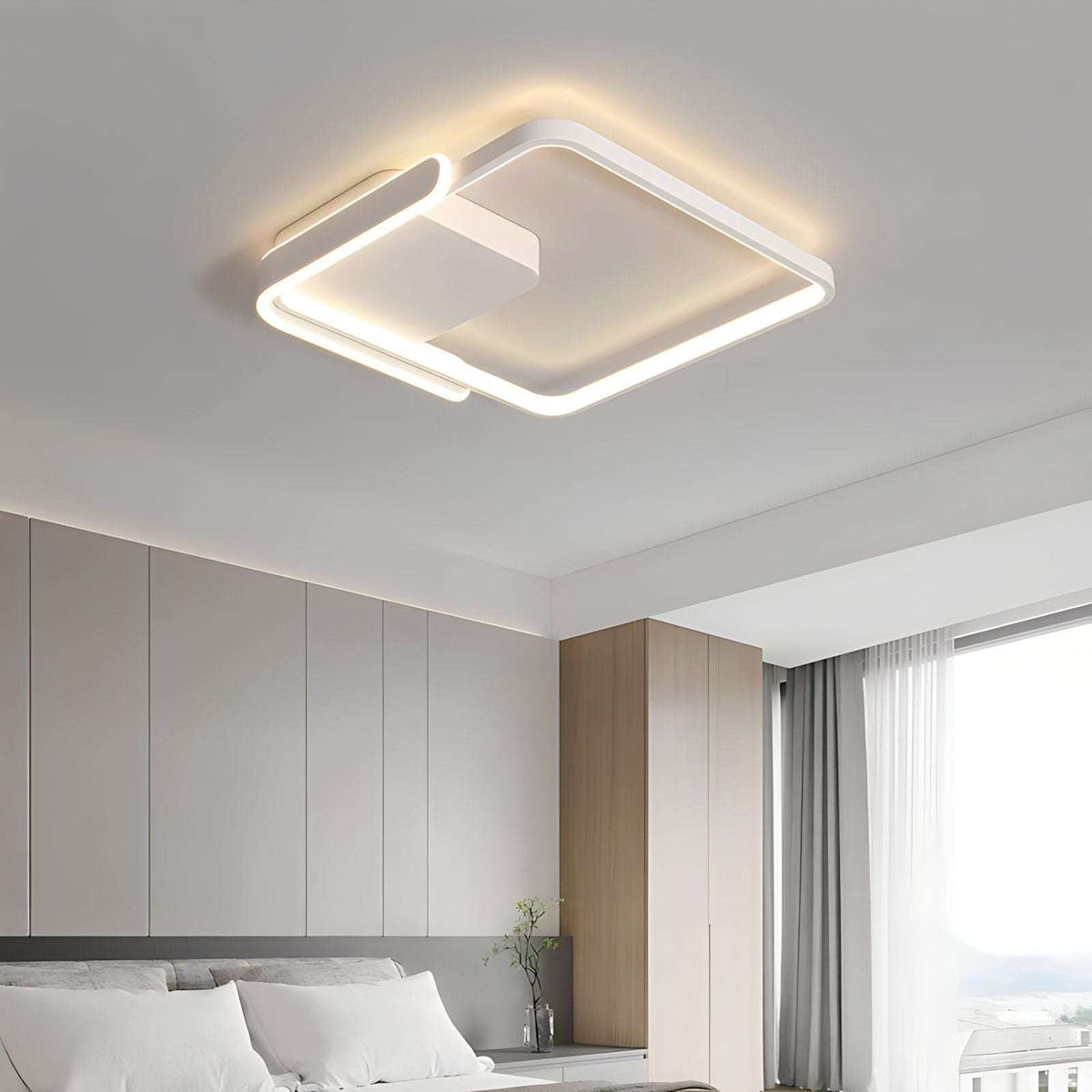 Plafonnier carré LED avec télécommande, noir ou blanc