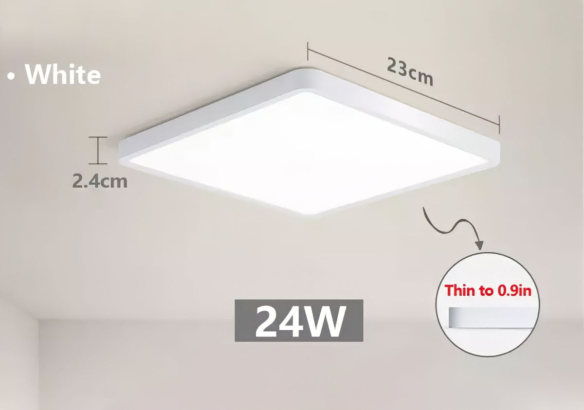 Plafonnier carré LED extra-plat, effet bois, noir ou blanc, vue 6