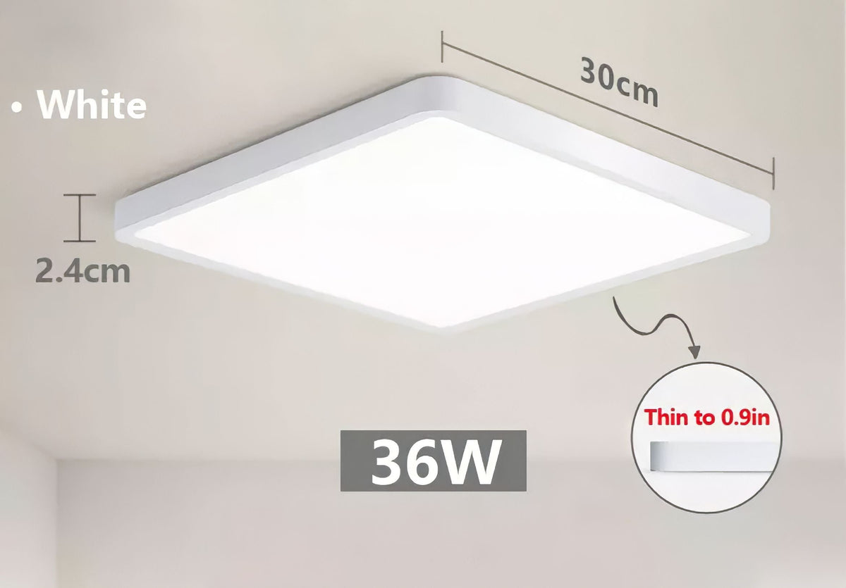 Plafonnier carré LED extra-plat, effet bois, noir ou blanc, vue 7
