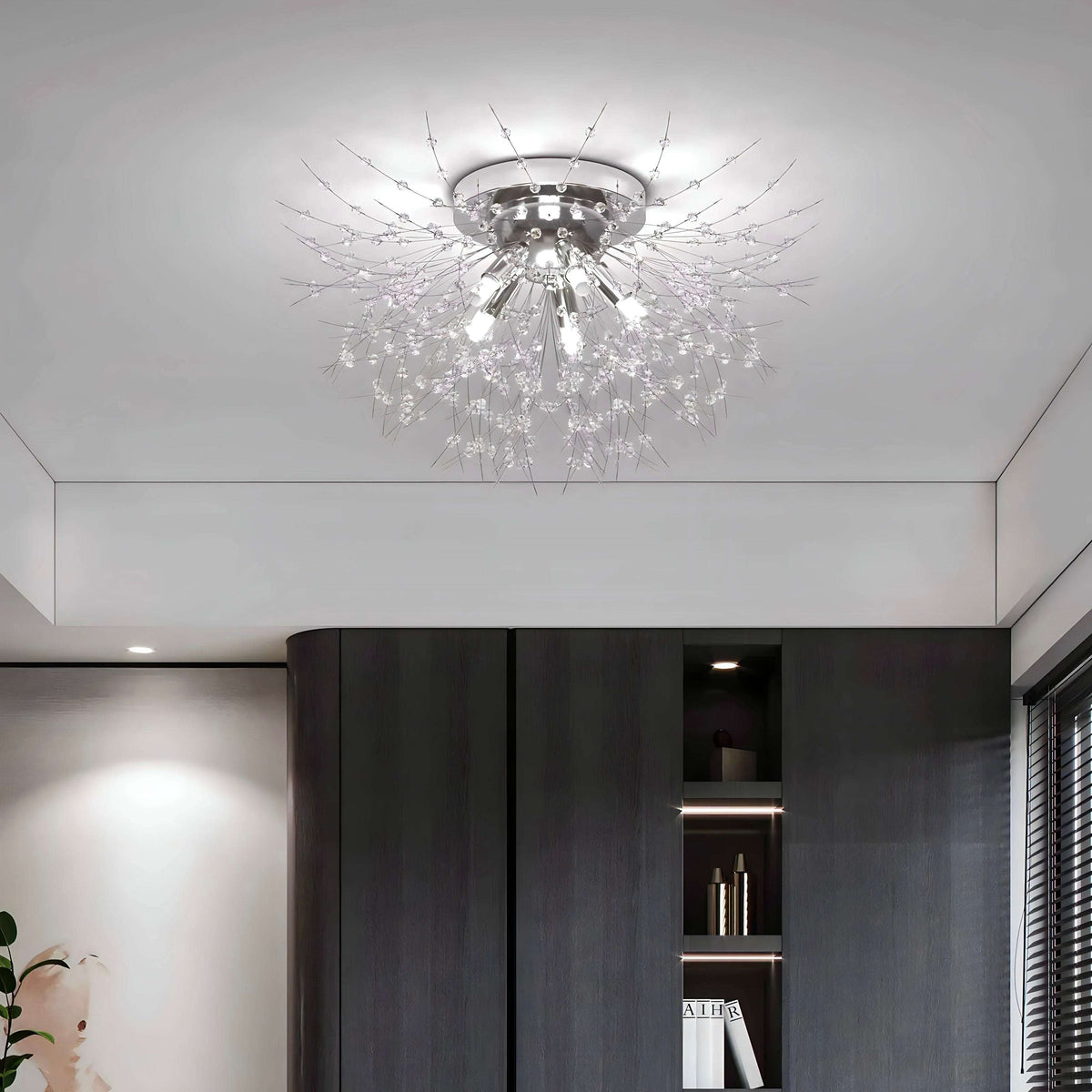 Plafonnier cristal K9 en forme de pissenlit