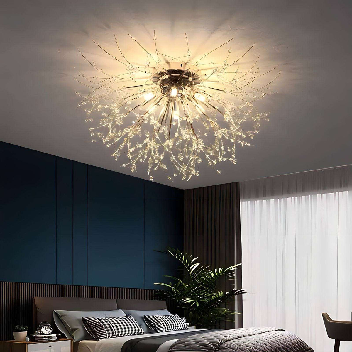 Plafonnier cristal K9 en forme de pissenlit, vue 2