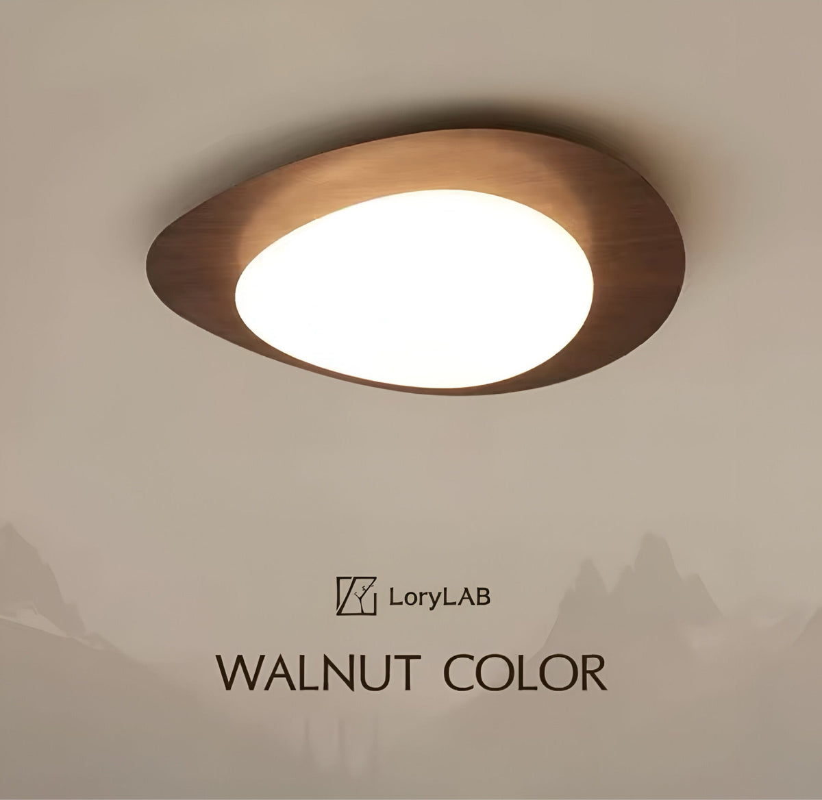 Plafonnier effet bois asymétrique avec télécommande