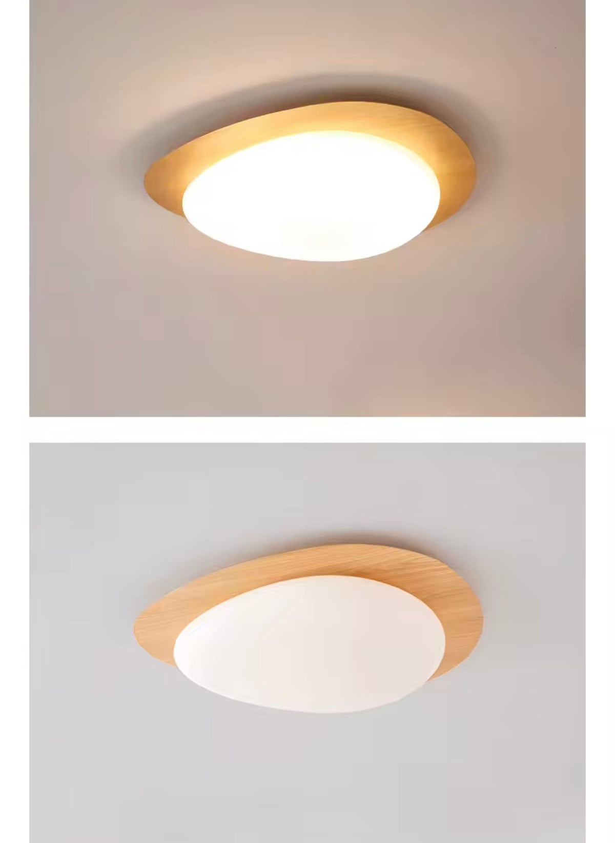 Plafonnier effet bois asymétrique avec télécommande, vue 5