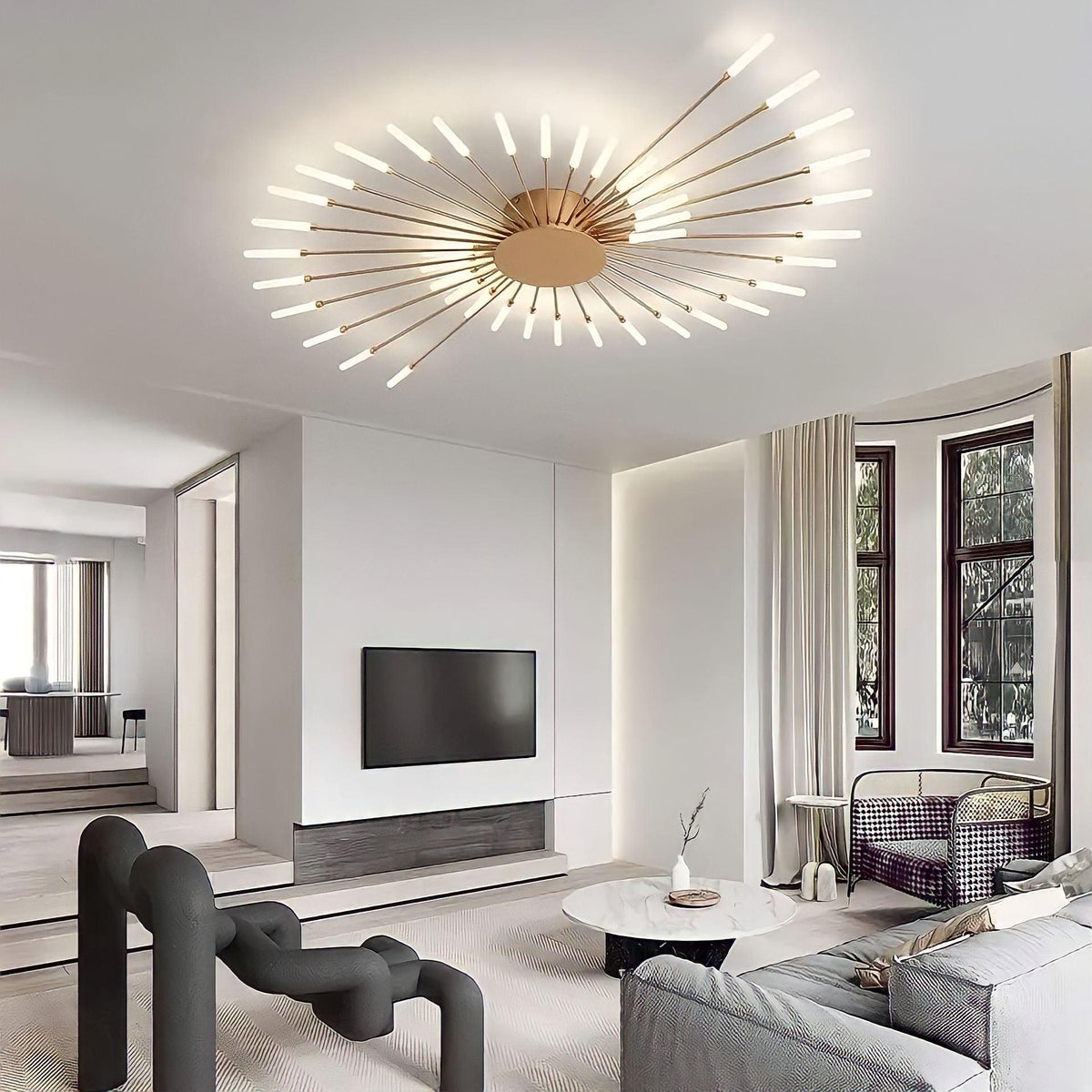 Plafonnier LED avec télécommande à pointes rayonnantes