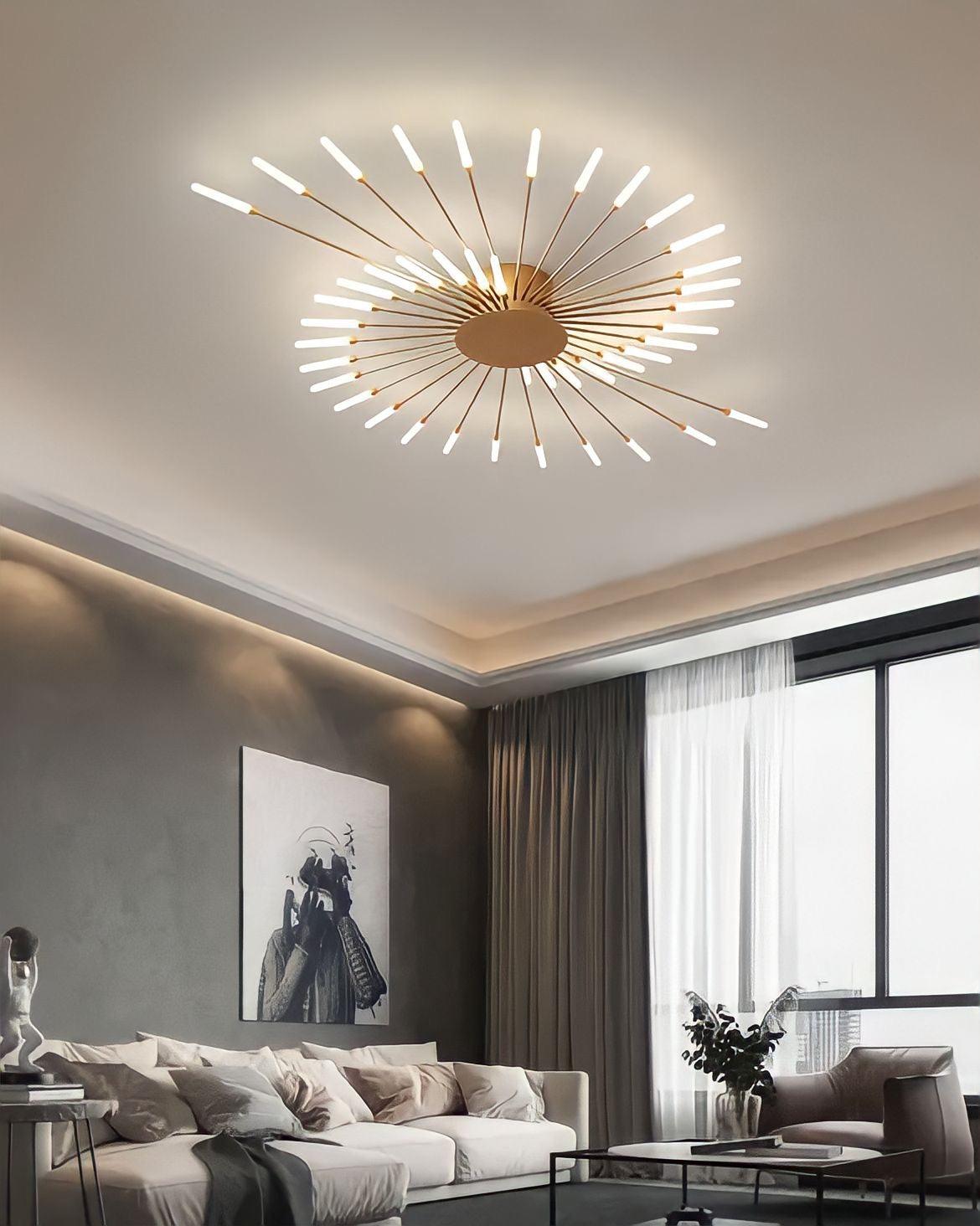 Plafonnier LED avec télécommande à pointes rayonnantes, vue 2
