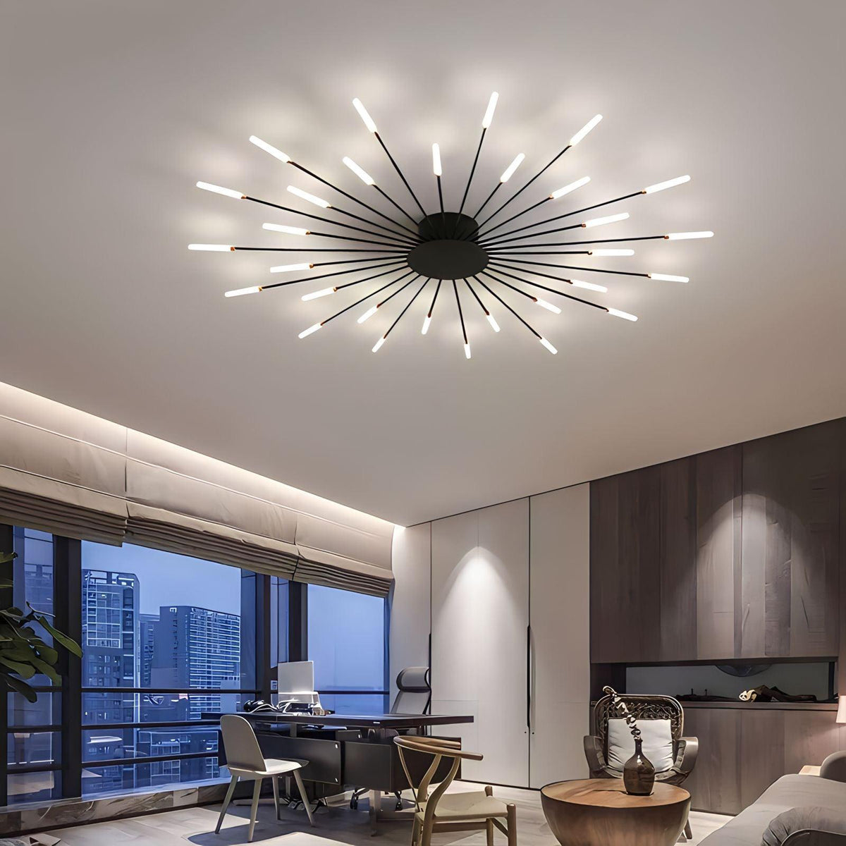 Plafonnier LED avec télécommande à pointes rayonnantes, vue 3