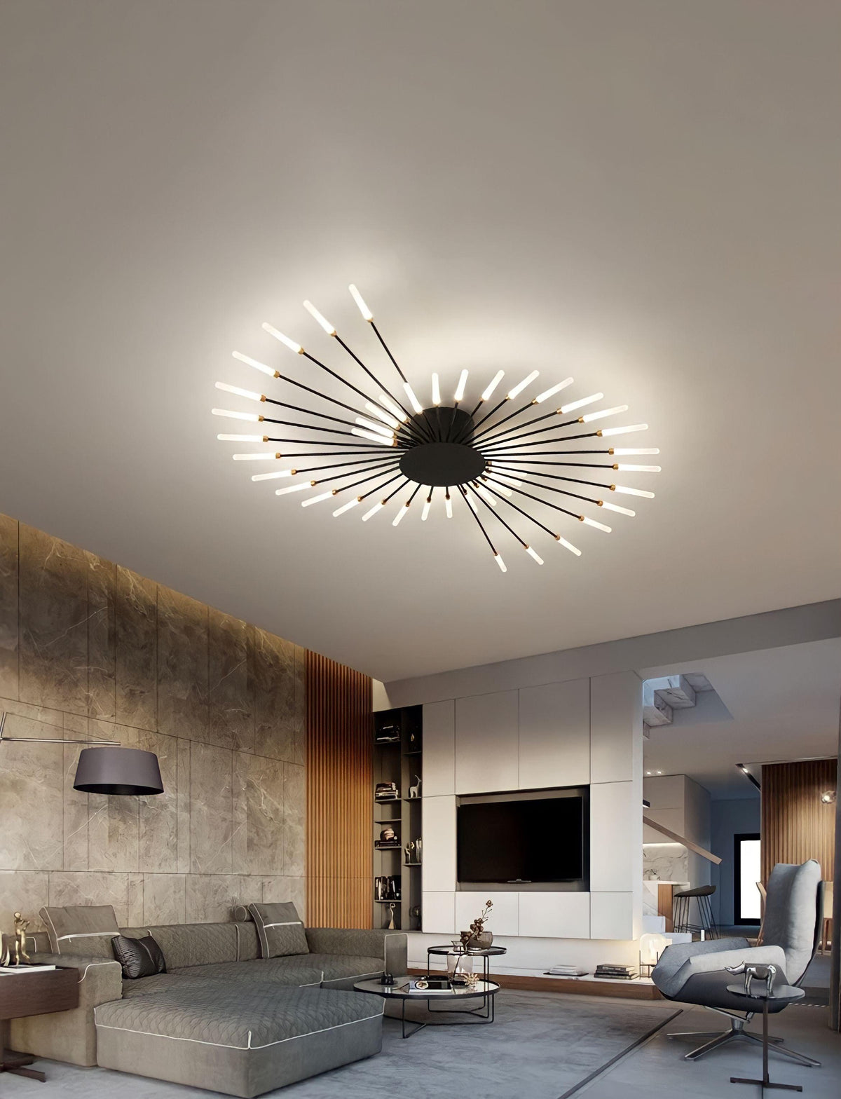 Plafonnier LED avec télécommande à pointes rayonnantes, vue 5