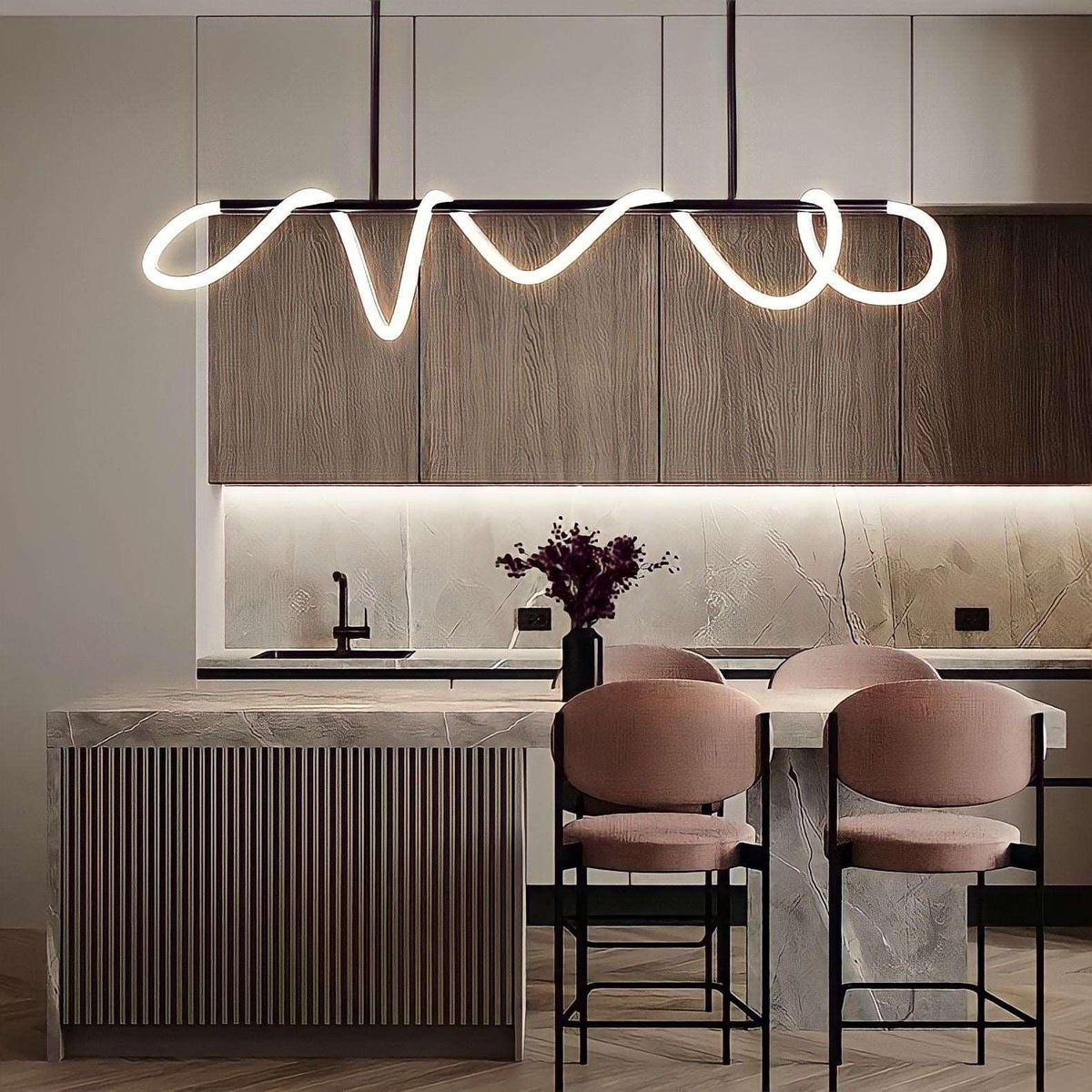 Plafonnier LED avec télécommande à tube souple modelable Filo