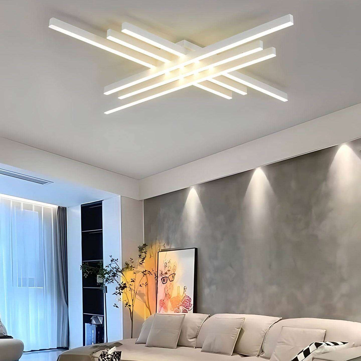 Plafonnier LED avec télécommande en aluminium et acrylique, vue 2