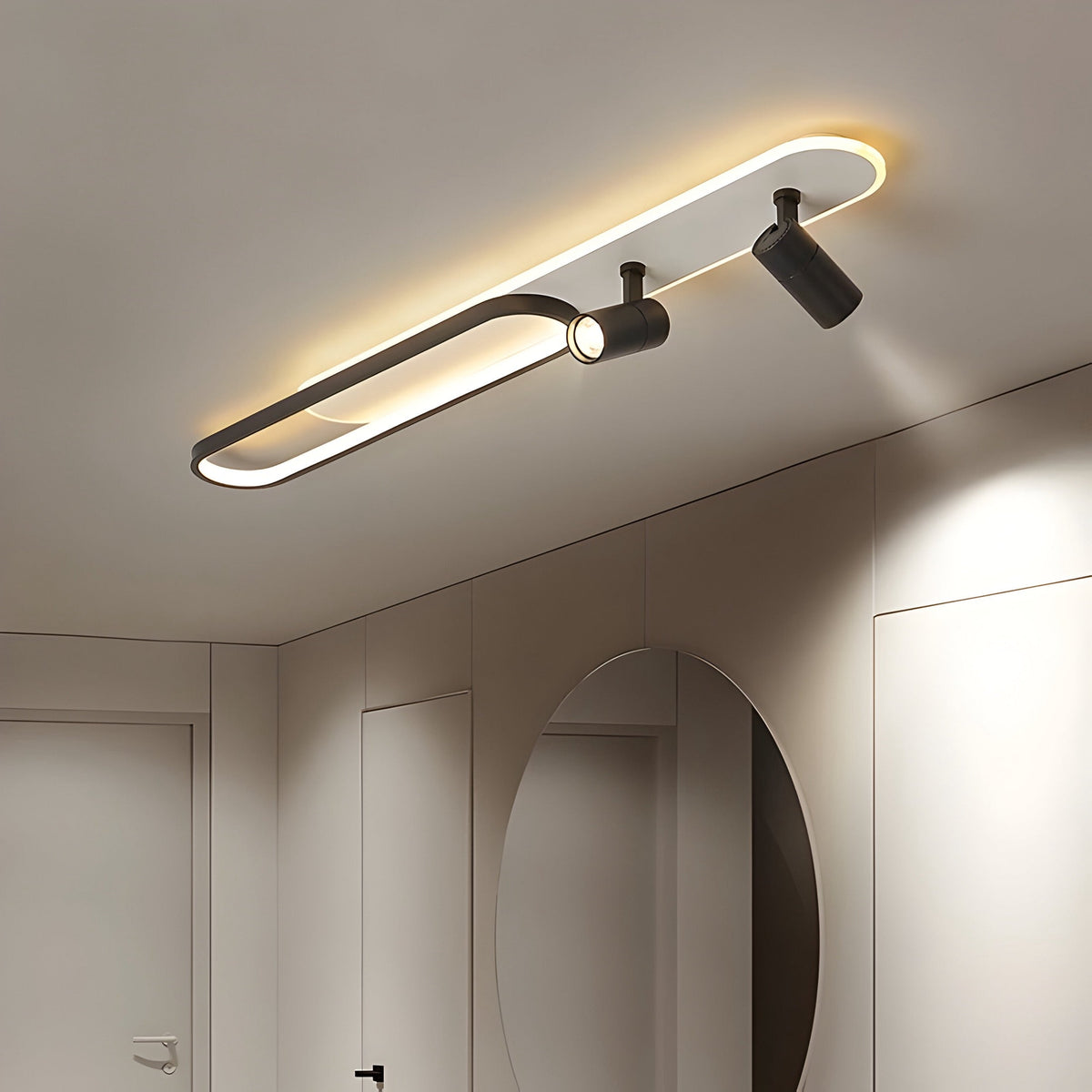 Plafonnier LED avec télécommande et spots orientables Ustrala