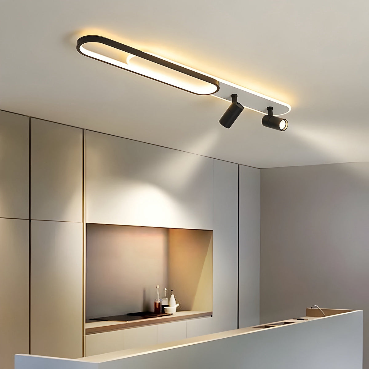 Plafonnier LED avec télécommande et spots orientables Ustrala, vue 3