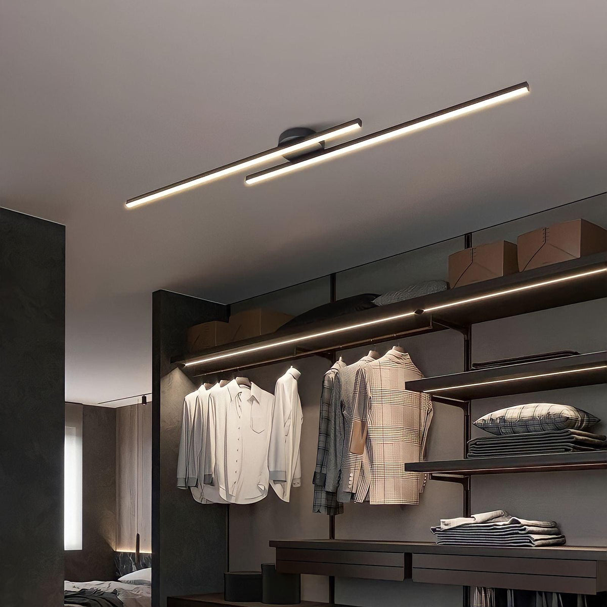 Plafonnier LED avec télécommande rectangulaire fin Aisle, vue 3