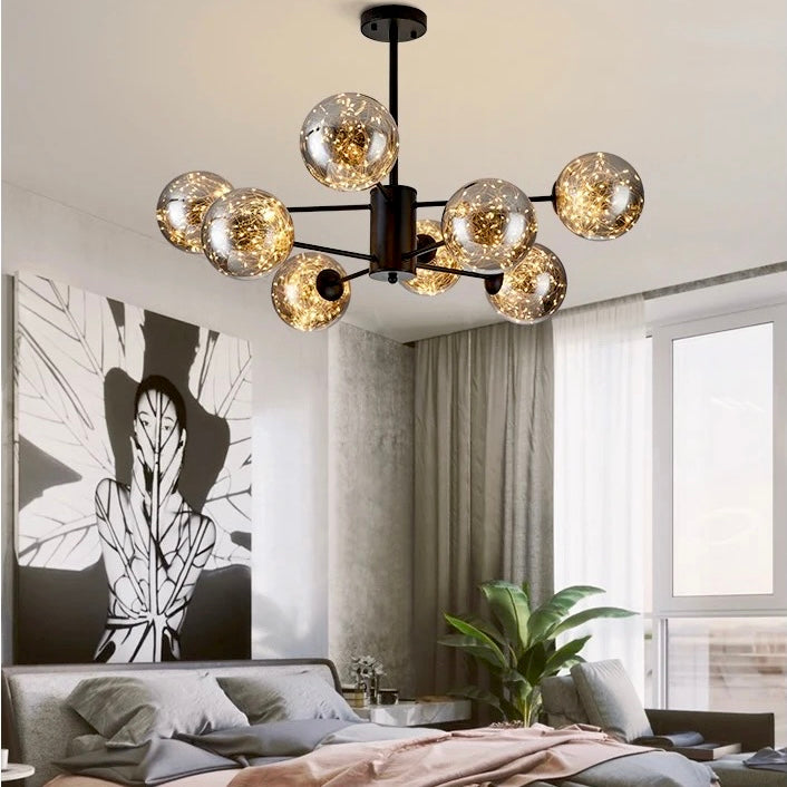 Plafonnier moderne à globes de verre effet ciel étoilé