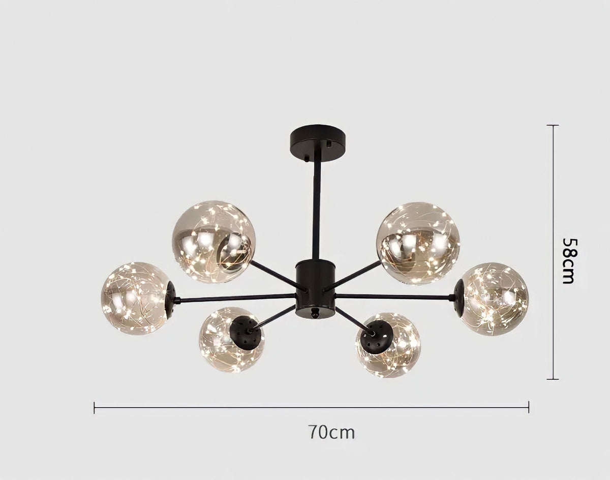 Plafonnier moderne à globes de verre effet ciel étoilé, vue 10