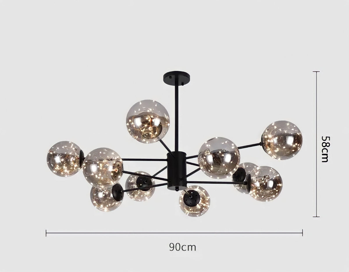 Plafonnier moderne à globes de verre effet ciel étoilé, vue 12