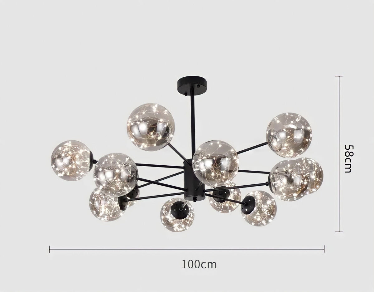 Plafonnier moderne à globes de verre effet ciel étoilé, vue 13