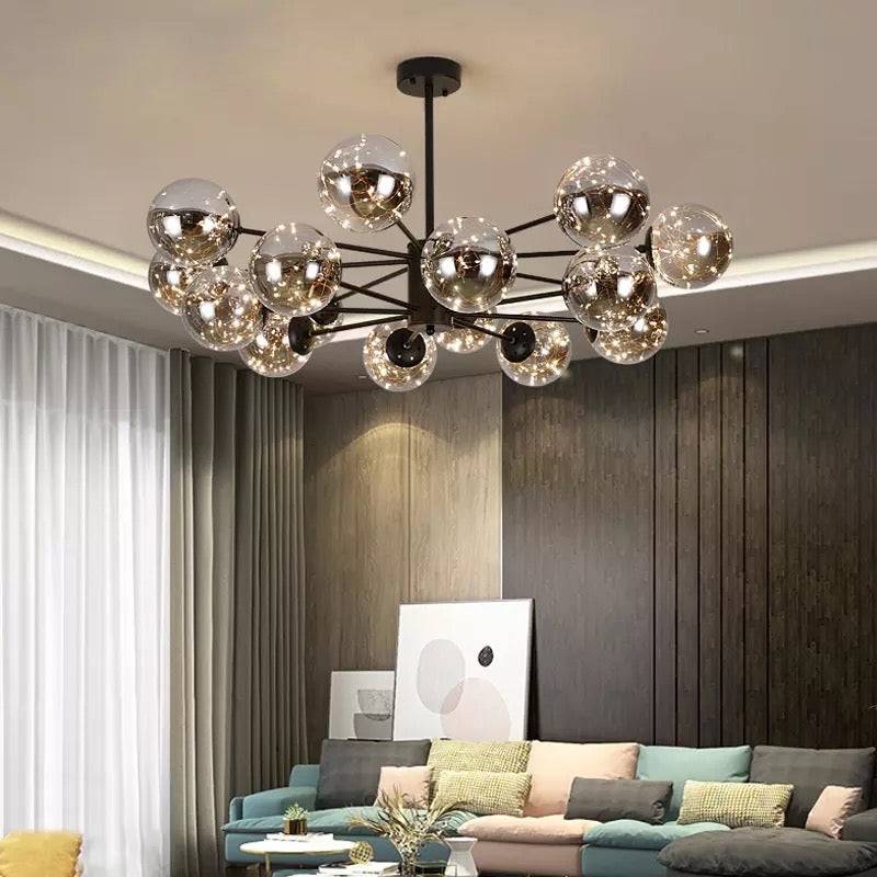 Plafonnier moderne à globes de verre effet ciel étoilé, vue 2